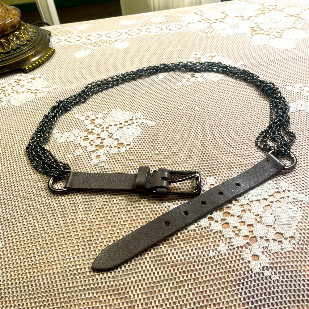 Vintage Rene Lezard Leather Chain Belt Originally 395$ Made in Germany 90 Medium